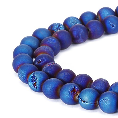 Rare Collection Natursteinperlen, blauer Achat, rund, lose Perlen für Schmuckherstellung, DIY, Armband, Halskette (10 mm) von UBJSFASASND
