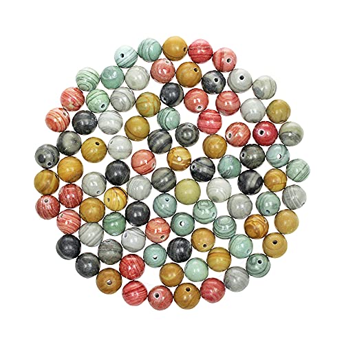 Steinperlen-Set, rund, lose Edelsteine, Schwarz, Rot, Grün, Gelb, Grau, Holzmaserung, Steinperlen für Armbänder, Halsketten, Ohrringe, Schmuckherstellung, 200 Stück Steinperlen-Set, rund, lose Edelsteine, Schwarz, Rot, Grün, Gelb, Grau, Holzmaserung, Steinperlen für Armbänder, Halsketten, Ohrringe, Schmuckherstellung, 200 Stück von UBJSFASASND