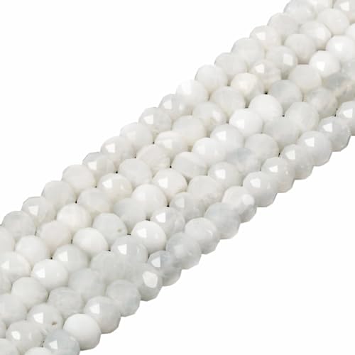 Weißer Sonnenstein, 8 mm, facettierte Rondelle-Abstandshalter, lose Perlen, 40,6 cm, für Schmuckherstellung von UBJSFASASND