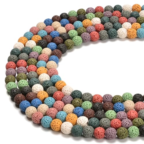 Wunderschöne, natürliche, bunte Lavastein-Edelsteine, lose Perlen, ca. 6 mm, 38,1 cm, für Schmuckherstellung, DIY von UBJSFASASND