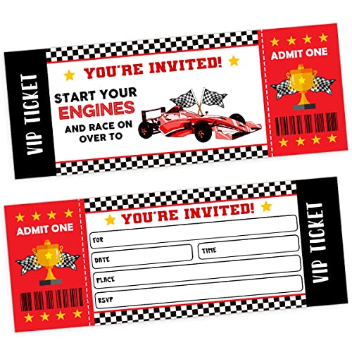 UBLURO Einladungskarten für Autorennen, für Geburtstagspartys, Starten Sie Ihre Motoren, Motorrad-Autorennen passend für Jungen, 20 Tickets + 20 Umschläge UBLURO Einladungskarten für Autorennen, für Geburtstagspartys, Starten Sie Ihre Motoren, Motorrad-Autorennen passend für Jungen, 20 Tickets + 20 Umschläge von UBLURO