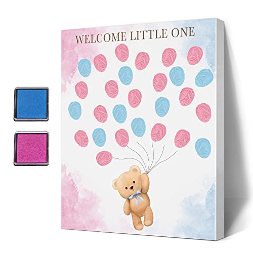 UBLURO Gästebuch mit Bären-Motiv, Fingerabdruck-Baum, Leinwand, für Babypartys, Dekoration für Jungen oder Mädchen, personalisiertes alternatives Gästebuch UBLURO Gästebuch mit Bären-Motiv, Fingerabdruck-Baum, Leinwand, für Babypartys, Dekoration für Jungen oder Mädchen, personalisiertes alternatives Gästebuch von UBLURO