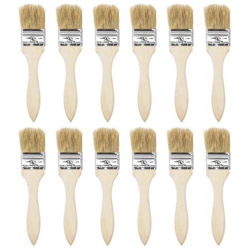 12 Stück 1,5 Zoll Pinsel mit Naturborsten, Flache Kante und Holzgriff, Wandbehandlungswerkzeug for Lacke Klebstoffe Für Wasserbasierte Farben 12 Stück 1,5 Zoll Pinsel mit Naturborsten, Flache Kante und Holzgriff, Wandbehandlungswerkzeug for Lacke Klebstoffe Für Wasserbasierte Farben von UBOHUZ