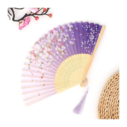 UBOHUZ Faltfächer Mit Quasten 2 Pcs Retro Seide Folding Fan Mit Quasten Klassische Hand Fans Dekoriert Handwerk for Dance Party Für Geburttag, Party(Color 12) von UBOHUZ