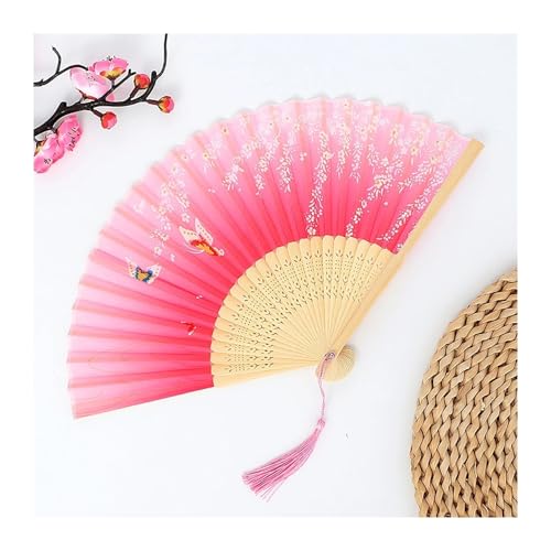UBOHUZ Faltfächer Mit Quasten 2 Pcs Retro Seide Folding Fan Mit Quasten Klassische Hand Fans Dekoriert Handwerk for Dance Party Für Geburttag, Party(Color 16) von UBOHUZ