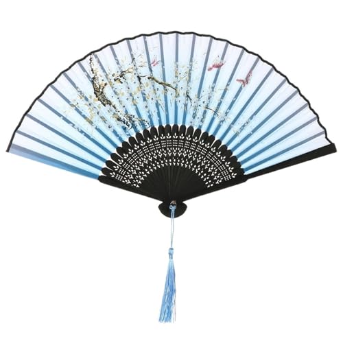 UBOHUZ Faltfächer Mit Quasten 2 Stück Handfaltfächer Antiker Faltfächer Sommer Damen Tanzfächer Tragbarer Eleganter Blumen-Handfächer Für Geburttag, Party(Color 01) von UBOHUZ