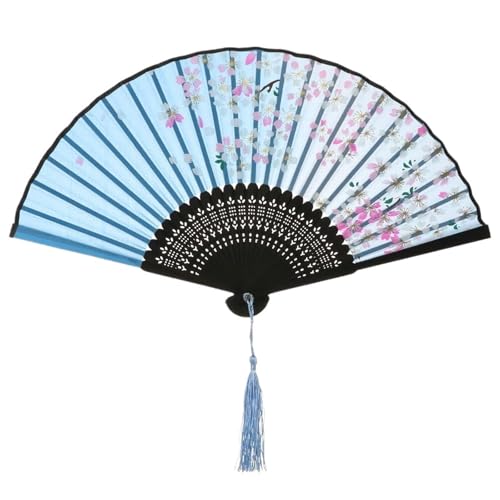 UBOHUZ Faltfächer Mit Quasten 2 Stück Handfaltfächer Antiker Faltfächer Sommer Damen Tanzfächer Tragbarer Eleganter Blumen-Handfächer Für Geburttag, Party(Color 04) von UBOHUZ