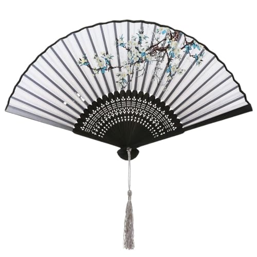 UBOHUZ Faltfächer Mit Quasten 2 Stück Handfaltfächer Antiker Faltfächer Sommer Damen Tanzfächer Tragbarer Eleganter Blumen-Handfächer Für Geburttag, Party(Color 05) von UBOHUZ