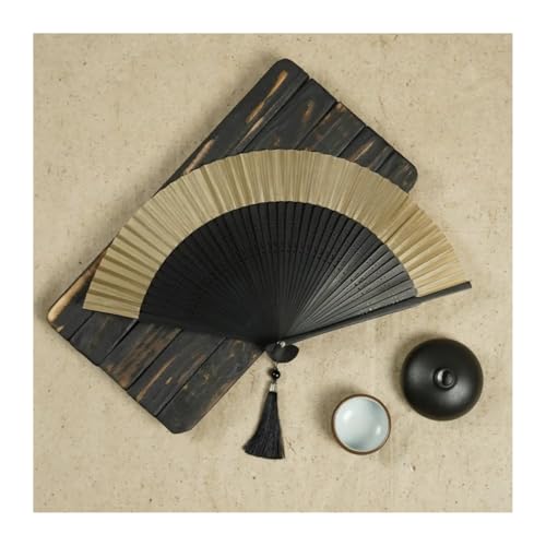 UBOHUZ Faltfächer Mit Quasten 4 Stück Antiker Seidenfächer, geschnitzter Griff, Faltfächer mit Quaste, Vintage-Fan, Haltegriff, Tanz-Fan, Foto-Requisiten Für Geburttag, Party(Color 06) von UBOHUZ