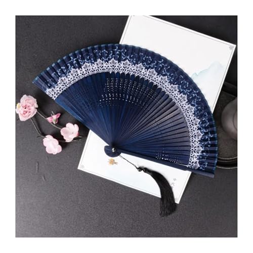 UBOHUZ Faltfächer Mit Quasten 4 Stück Faltfächer, Farbwechsel mit Quaste, Tanzfächer, Seidentuch, Sommer, for Party, Tanz Für Geburttag, Party(Blue) von UBOHUZ