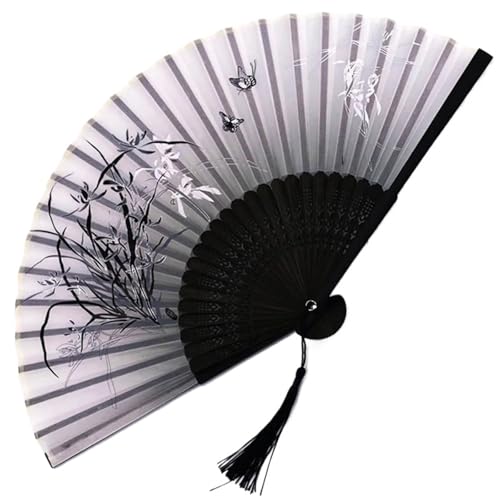 UBOHUZ Faltfächer Mit Quasten 4 Stück Vintage-Faltfächer mit Quasten, Retro-Handfaltfächer, Tanz-Handfächer, Heimdekoration, Ornamente, Bastelfächer Für Geburttag, Party(Color 01) von UBOHUZ