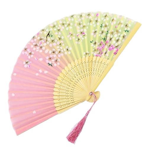 UBOHUZ Faltfächer Mit Quasten 4 Stück Vintage-Faltfächer mit Quasten, Retro-Handfaltfächer, Tanz-Handfächer, Heimdekoration, Ornamente, Bastelfächer Für Geburttag, Party(Color 03) von UBOHUZ