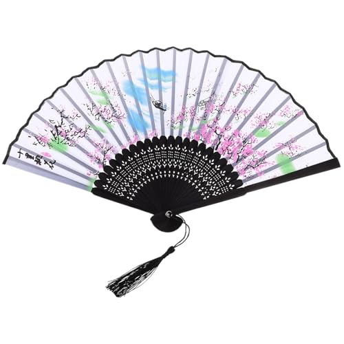 UBOHUZ Faltfächer Mit Quasten Faltfächer Blumendekoration Tanzendes Tuch Retro-Stil Schmuck Faltfächer mit Quasten Papier Für Geburttag, Party von UBOHUZ