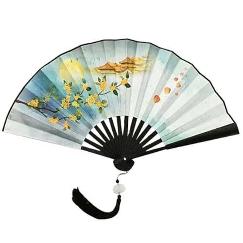 UBOHUZ Faltfächer Mit Quasten Faltfächer mit Quasten, doppelseitig, Malerei, Faltfächer, Vintage, Handfächer mit Quasten Für Geburttag, Party(Color 04) von UBOHUZ