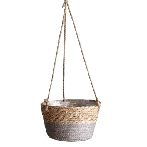 UBOHUZ Hängende Blumentöpfe 2 Stück Hängepflanzgefäße for den Garten, Aufbewahrungskorb aus Juteseil, gewebt, for drinnen und draußen, Blumentopfhalter, Pflanzenhänger Für Gärten(Color 01) von UBOHUZ