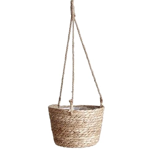 UBOHUZ Hängende Blumentöpfe 2 Stück Hängepflanzgefäße for den Garten, Aufbewahrungskorb aus Juteseil, gewebt, for drinnen und draußen, Blumentopfhalter, Pflanzenhänger Für Gärten(Color 02) von UBOHUZ