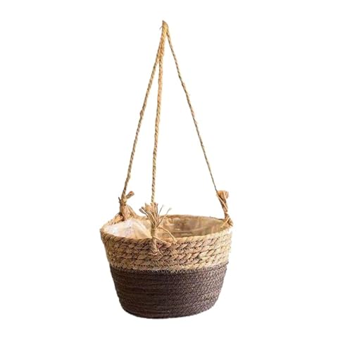 UBOHUZ Hängende Blumentöpfe 2 Stück Hängepflanzgefäße for den Garten, Aufbewahrungskorb aus Juteseil, gewebt, for drinnen und draußen, Blumentopfhalter, Pflanzenhänger Für Gärten(Color 02) von UBOHUZ