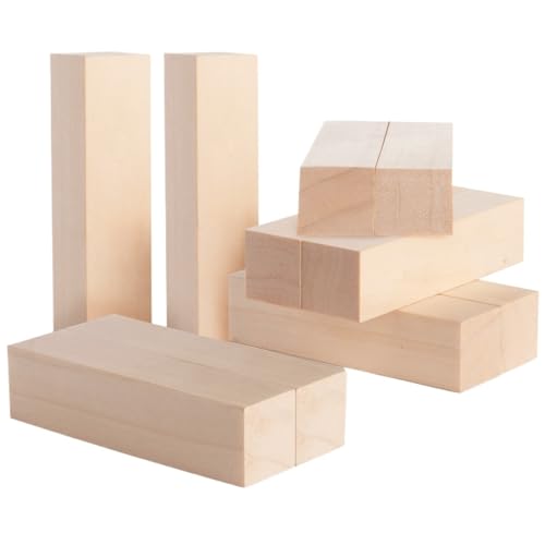 UBOHUZ Linde Schnitzblock 10/12 Stück Holzschnitzblock, Premium-Lindenholz, natürlicher Weichholzschnitzblock, unbehandelter Holzblock, Schnitzkunstbedarf Für Holzschnitzerei(Wood color-24pcs) von UBOHUZ