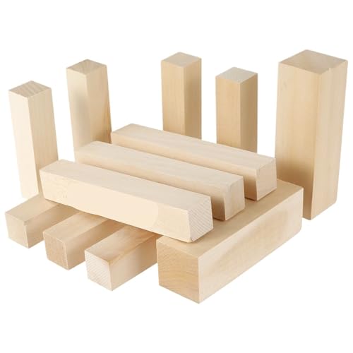 UBOHUZ Linde Schnitzblock 5/10/12 Pcs Linde Carving Blöcke Natürliche Kork Tragbare Unfinished Holz Blöcke DIY Holz Handwerk Carving Für Holzschnitzerei(Wood color-12pcs) von UBOHUZ