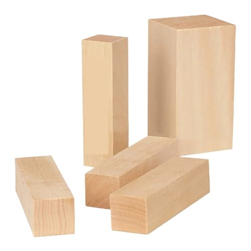 UBOHUZ Linde Schnitzblock 5/15 STÜCKE Lindenholzschnitzerei Holzblock Bausatz Turing Blank Übungen Bastelstücke Für Holzschnitzerei(Wood color-15pcs) von UBOHUZ