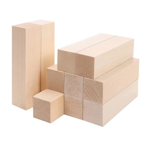 UBOHUZ Linde Schnitzblock 6/50Pcs Linde Carving Block Natürliche Kork DIY Holz Handwerk Tragbare Carving Kunst Liefert Für Holzschnitzerei(Brown-10Pcs) von UBOHUZ