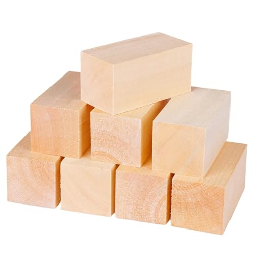 UBOHUZ Linde Schnitzblock 8 Stück Lindenholz-Schnitzblöcke, großes Schnitz-Holzschnitz-Set for Kinder, Erwachsene, Anfänger oder Experten Für Holzschnitzerei von UBOHUZ