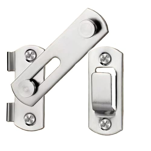 UBOHUZ Schiebetürschloss 4 Stück Türschlossschutz, Riegelbolzen, 90 Grad, Edelstahl, Knebelverschluss, Schiebetürschloss, Schrank, rechtwinkliges Schloss Für Türen, Fenster(Silver-180 Degree) von UBOHUZ