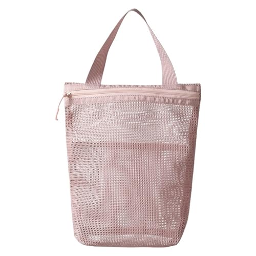 UBOHUZ Tragbarer Kulturbeutel mit praktischem Griff, Netzstoff, große Kapazität, Make-up-Tasche, 23 x 26 cm, 3 Stück Für Studentenwohnheim(Pink) von UBOHUZ