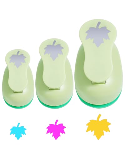 UCEC Motivstanzer Ahornblatt Set 3 Stück – Blätter Stanzer, Papierstanzer Motivlocher, Ahornblatt Stanzer, Perfekt für Basteln, Scrapbooking, Karten, Geschenkanhänger – Herbst (25mm 15mm 10mm) von UCEC