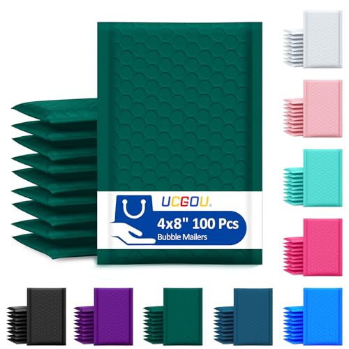 UCGOU Luftpolster-Versandtaschen, 10,2 x 20,3 cm, grün, 100 Stück von UCGOU