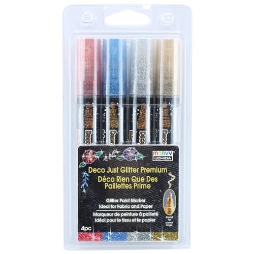 UCHIDA Decofabric Marker Just Glitter Premium, 223jgp-4a, 4er Set, geruchlos, lichtecht von UCHIDA