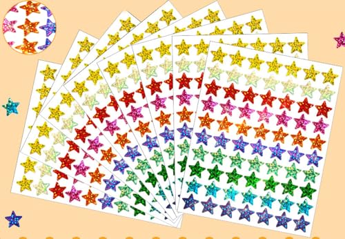 2100 Stück 10 Farben Sticker Stern Aufkleber 1,5 cm, Belohnungssticker Bunte Laser Glitzer Sticker für Lehrer, Selbstklebende Belohnungsaufkleber Glitzer Aufkleber für Kalende DIY Scrapbooking 2100 Stück 10 Farben Sticker Stern Aufkleber 1,5 cm, Belohnungssticker Bunte Laser Glitzer Sticker für Lehrer, Selbstklebende Belohnungsaufkleber Glitzer Aufkleber für Kalende DIY Scrapbooking von UCKriito