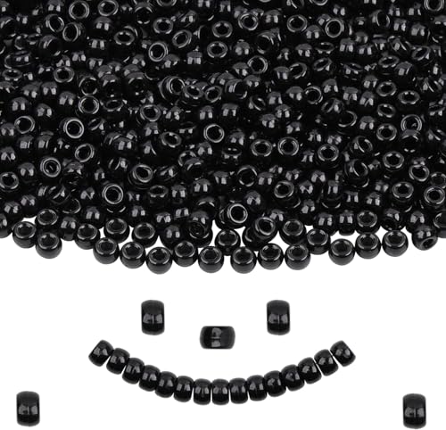 UCLEVER 1000 Stück Bunte Pony Perlen mit Zum Auffädeln Große Loch 6x9mm Kandi Beads Bastelperlen für Armbänder Halsketten Schlüsselanhänger Schmuckherstellung Basteln (Schwarz) von UCLEVER