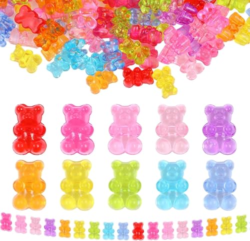 UCLEVER 200 Stück Klare Acryl-Bärenperlen, Bunte Gummibärchen-Perlen für Armbänder, Halsketten und DIY-Bastelarbeiten, Niedliche Bären-Anhänger für Schmuckherstellung UCLEVER 200 Stück Klare Acryl-Bärenperlen, Bunte Gummibärchen-Perlen für Armbänder, Halsketten und DIY-Bastelarbeiten, Niedliche Bären-Anhänger für Schmuckherstellung von UCLEVER
