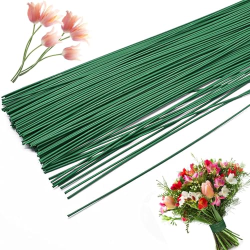 UCLEVER 30 Stück Floristendraht, Floristik Draht 1.2mm Grüner Basteldraht, Blumendraht Grün 36 cm Lang, Für die Herstellung von Blumenhandwerk, künstlichen Blumen, Blumenbouquets (30, 1.2mm) von UCLEVER