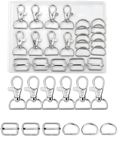 UCLEVER 30 Stück Taschenzubehör zum Nähen, Tasche Haken, Metall Schnallen Schieber, D Ringe Gürtelschnallen, Karabinerhaken Naehen Zubehör für Handtaschen, Geldbeutel, Rucksack Reparatur (Silber) UCLEVER 30 Stück Taschenzubehör zum Nähen, Tasche Haken, Metall Schnallen Schieber, D Ringe Gürtelschnallen, Karabinerhaken Naehen Zubehör für Handtaschen, Geldbeutel, Rucksack Reparatur (Silber) von UCLEVER