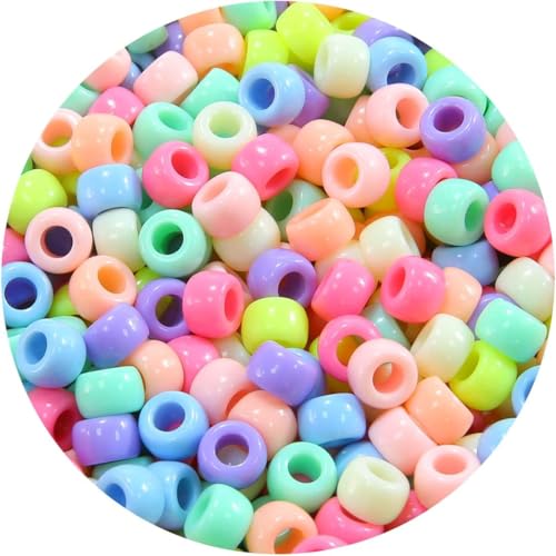 UCLEVER Bunte Pony Perlen mit Zum Auffädeln Große Loch 6x9mm Kandi Beads Bastelperlen für Armbänder Halsketten Schlüsselanhänger Schmuckherstellung Basteln (Makaron) von UCLEVER