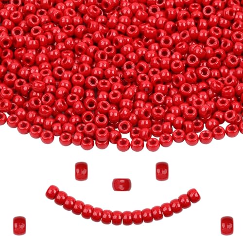 UCLEVER 1000 Stück Bunte Pony Perlen mit Zum Auffädeln Große Loch 6x9mm Kandi Beads Bastelperlen für Armbänder Halsketten Schlüsselanhänger Schmuckherstellung Basteln (Rot) von UCLEVER