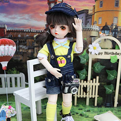 UCanaan BJD Puppe,1/6 SD Puppen 12 Inch 23 Ball Gelenkpuppe DIY Spielzeuge mit Full Set Kleidung Schuhe Perücke Kosmetik, Mädchen-Ke yan von UCanaan