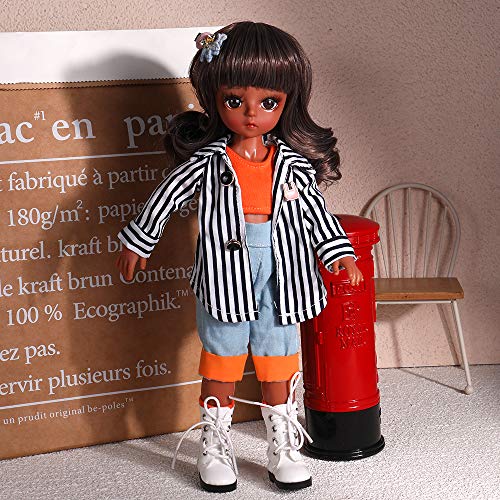 UCanaan BJD Puppe,1/6 SD Schwarze Puppen 12 Zoll 20 Kugelgelenkpuppe DIY Spielzeug mit Full Set Kleidung Schuhe Perücke Make-up, Mädchen-Z-Jingning von UCanaan