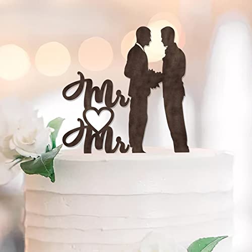 Gay Couple Wedding Cake Toppers Wood Country Two Men Cake Topper Silhouette Homosexuelle Hochzeitstorte Dekorationen Customize Name Est Date Gay Couple Gifts von UDCRZ