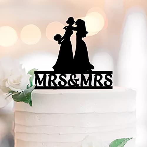 Mrs & Mrs Lesbischer Tortenaufsatz Lesbische Braut und Braut Silhouette Lesbisch LGBTQ Hochzeitstorte Dekorationen Benutzerdefinierter Name Est Date Frauen Hochzeit Geschenke Acryl Schwarz 15,2 cm Mrs & Mrs Lesbischer Tortenaufsatz Lesbische Braut und Braut Silhouette Lesbisch LGBTQ Hochzeitstorte Dekorationen Benutzerdefinierter Name Est Date Frauen Hochzeit Geschenke Acryl Schwarz 15,2 cm von UDCRZ