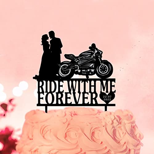 Ride With Me Forever Motorrad Braut und Bräutigam Kuchenaufsatz Mr & Mrs Kuchenaufsatz Silhouette Land Custom Date für Hochzeit Brautdusche Party Zubehör Jahrestag Hochzeit Geschenke Acryl Schwarz Ride With Me Forever Motorrad Braut und Bräutigam Kuchenaufsatz Mr & Mrs Kuchenaufsatz Silhouette Land Custom Date für Hochzeit Brautdusche Party Zubehör Jahrestag Hochzeit Geschenke Acryl Schwarz von UDCRZ