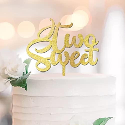 Sweet Two Cake Toppers Two Happy Birthday Cake Topper Glitter Gold 2 Years Old Birthday Party Supplies Custom Name Any Age Number Anniversary Birthday Keepsake Gifts For Tees Toddler Girl Boy von UDCRZ