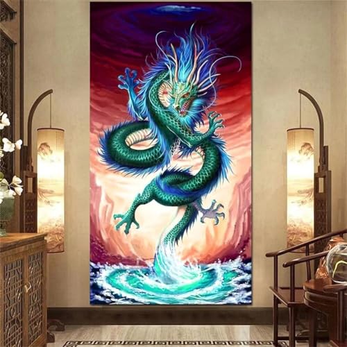 Diamond Painting Fantasy-Drache Diamant Painting Bilder Erwachsene Groß Diamant malerei Set Full Round Kristall Strass Stickerei Kreuzstich Diamond Art Kunst Deko Wohnzimmer Schlafzimmer Wand 70x180cm von UDERUI