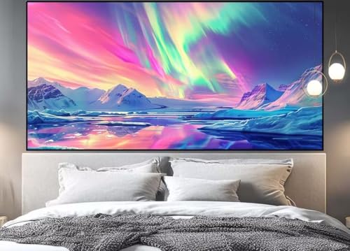 Diamond Painting Groß xxl 150 x 50 cm Farbe Diamant Painting Bilder Erwachsene Malen nach Zahlen Polarlicht DIY Voll Square diamond painting zubehör Set für Wohnzimmer und Schlafzimmer Wanddeko A28 von UDERUI