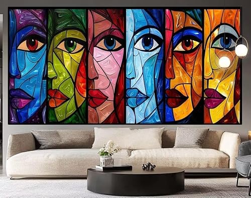 Diamond Painting Groß xxl 180 x 90 cm Abstrakt Diamant Painting Bilder Erwachsene Malen nach Zahlen Gesicht DIY Voll Square diamond painting zubehör Set für Wohnzimmer und Schlafzimmer Wanddeko F49 von UDERUI