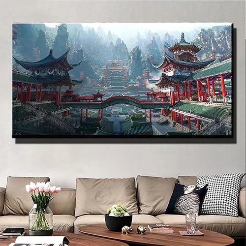 Diamond Painting Japanische Architektur Diamant Painting Bilder Erwachsene Groß Diamant malerei Set Full Square Kristall Strass Stickerei Diamond Art Kunst Deko Wohnzimmer Schlafzimmer 50x100cm von UDERUI