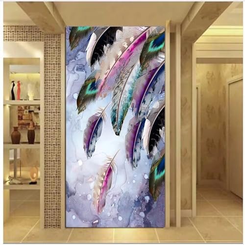 Diamond Painting bunte Federn ,5D Diamond Painting Groß 50x120cm, Diamant Painting Bilder Erwachsene/Kinder Malen nach Zahlen DIY Diamant malerei Voll Round bohrer Set, daiment Painting, Deko, Gifts von UDERUI