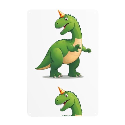 UDFKGLP Dinosaurier-Party-Muster, Zinn, dekoratives Gemälde, 20,3 x 30,5 cm, aus Weißblech, verschleißfest und langlebig von UDFKGLP